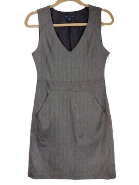 GAP Sleeveless Sheath dress sz 4 with POCKETS Gray Knee length light & lined